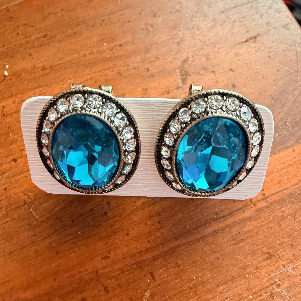 Elegant Blue and Silver Crystal Earrings